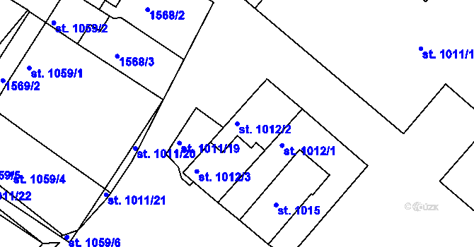 Parcela st. 1012/2 v KÚ Chlumec nad Cidlinou, Katastrální mapa