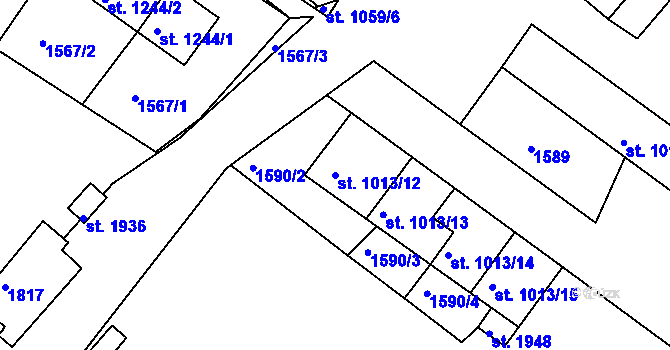Parcela st. 1013/12 v KÚ Chlumec nad Cidlinou, Katastrální mapa