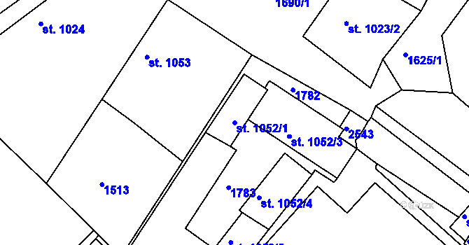 Parcela st. 1052/1 v KÚ Chlumec nad Cidlinou, Katastrální mapa
