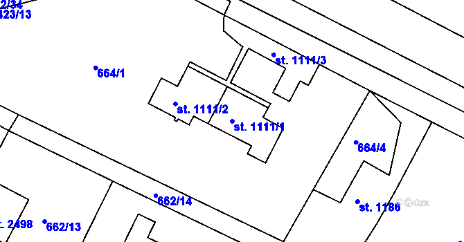 Parcela st. 1111/1 v KÚ Chlumec nad Cidlinou, Katastrální mapa