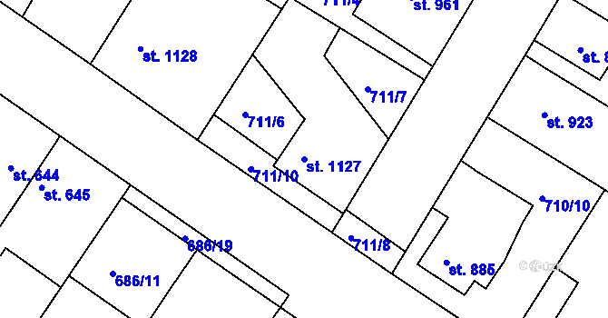 Parcela st. 1127 v KÚ Chlumec nad Cidlinou, Katastrální mapa