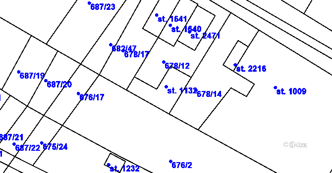 Parcela st. 1132 v KÚ Chlumec nad Cidlinou, Katastrální mapa