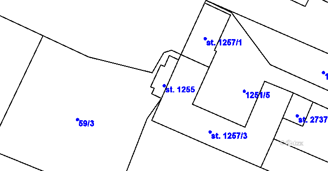 Parcela st. 1255 v KÚ Chlumec nad Cidlinou, Katastrální mapa