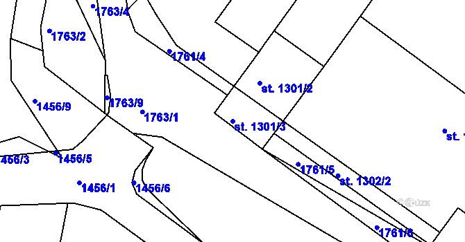 Parcela st. 1301/3 v KÚ Chlumec nad Cidlinou, Katastrální mapa
