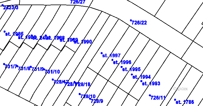 Parcela st. 1997 v KÚ Chlumec nad Cidlinou, Katastrální mapa