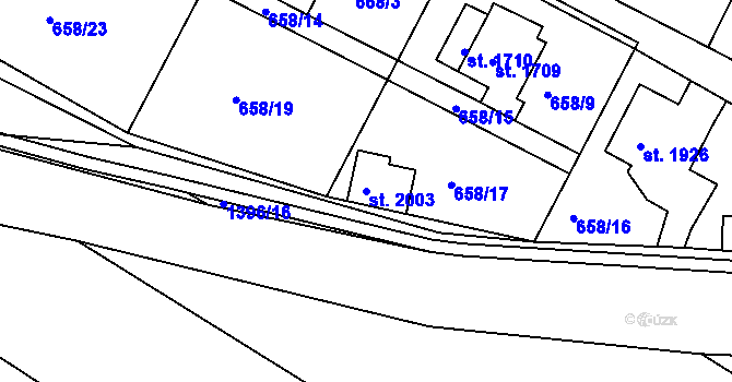 Parcela st. 2003 v KÚ Chlumec nad Cidlinou, Katastrální mapa