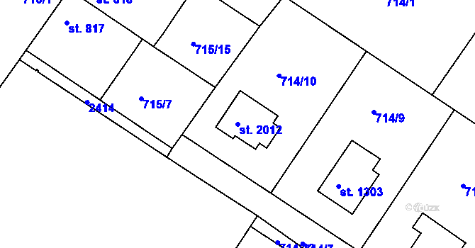 Parcela st. 2012 v KÚ Chlumec nad Cidlinou, Katastrální mapa