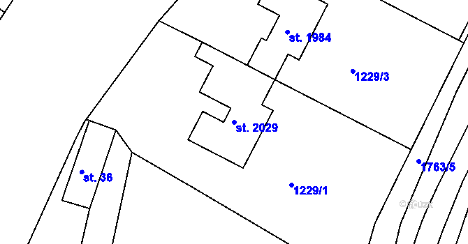 Parcela st. 2029 v KÚ Chlumec nad Cidlinou, Katastrální mapa