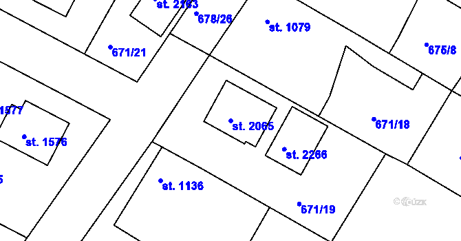 Parcela st. 2065 v KÚ Chlumec nad Cidlinou, Katastrální mapa