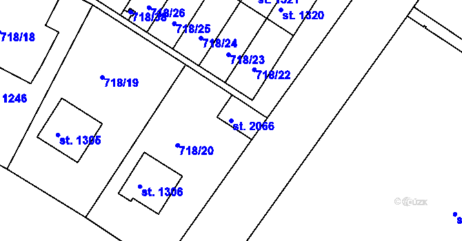 Parcela st. 2066 v KÚ Chlumec nad Cidlinou, Katastrální mapa