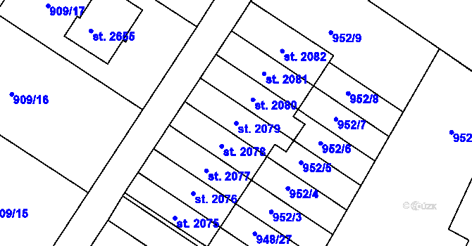 Parcela st. 2079 v KÚ Chlumec nad Cidlinou, Katastrální mapa