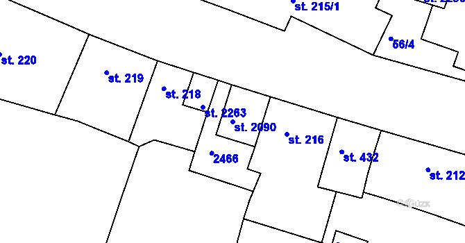 Parcela st. 2090 v KÚ Chlumec nad Cidlinou, Katastrální mapa