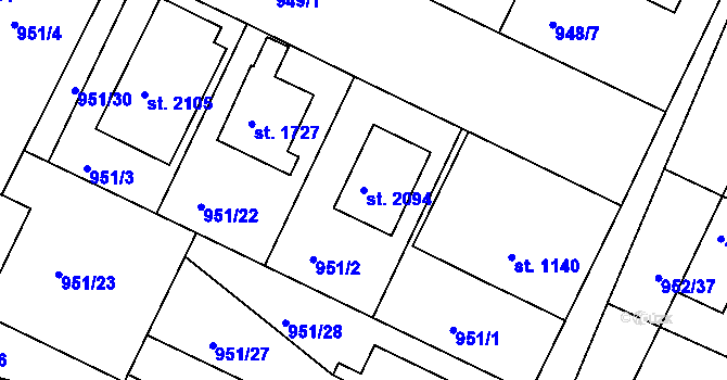 Parcela st. 2094 v KÚ Chlumec nad Cidlinou, Katastrální mapa