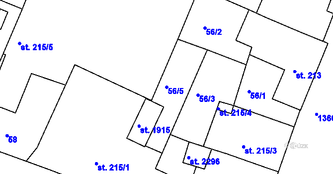 Parcela st. 56/5 v KÚ Chlumec nad Cidlinou, Katastrální mapa