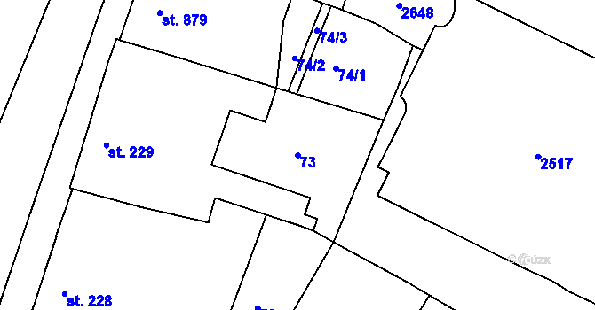 Parcela st. 73 v KÚ Chlumec nad Cidlinou, Katastrální mapa