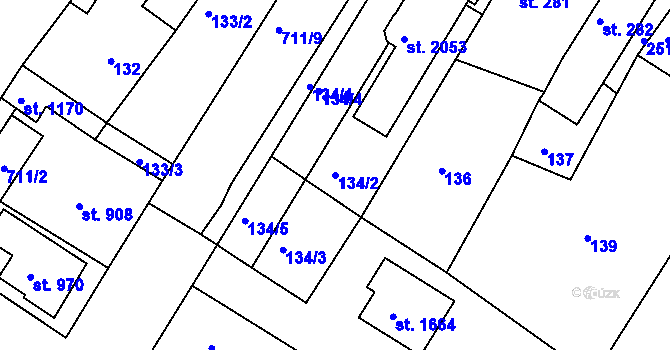 Parcela st. 134/2 v KÚ Chlumec nad Cidlinou, Katastrální mapa