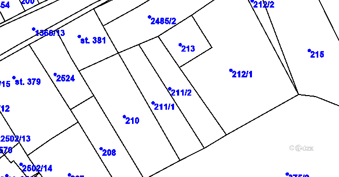 Parcela st. 211/2 v KÚ Chlumec nad Cidlinou, Katastrální mapa