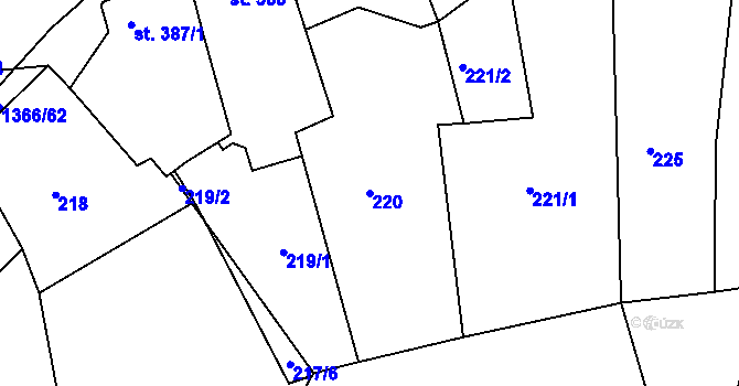 Parcela st. 220 v KÚ Chlumec nad Cidlinou, Katastrální mapa