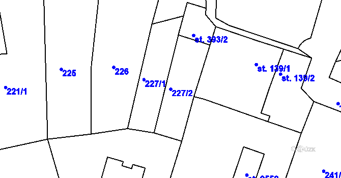 Parcela st. 227/2 v KÚ Chlumec nad Cidlinou, Katastrální mapa