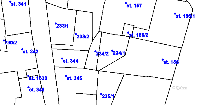 Parcela st. 234 v KÚ Chlumec nad Cidlinou, Katastrální mapa