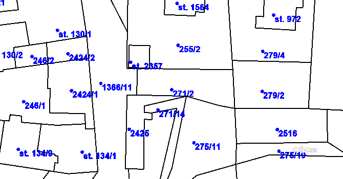Parcela st. 271/2 v KÚ Chlumec nad Cidlinou, Katastrální mapa