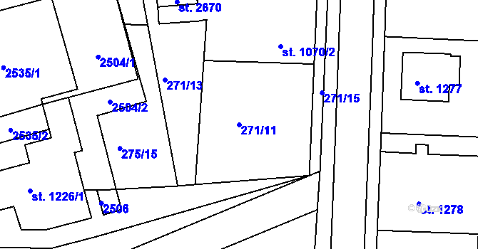 Parcela st. 271/11 v KÚ Chlumec nad Cidlinou, Katastrální mapa