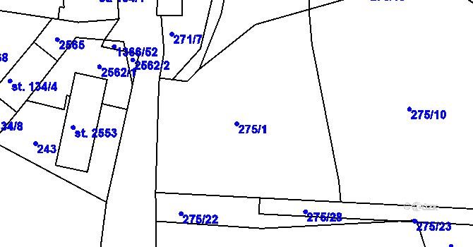 Parcela st. 275/1 v KÚ Chlumec nad Cidlinou, Katastrální mapa