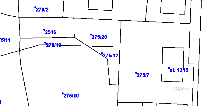 Parcela st. 275/12 v KÚ Chlumec nad Cidlinou, Katastrální mapa