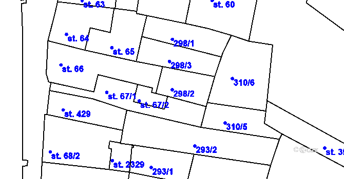 Parcela st. 298/2 v KÚ Chlumec nad Cidlinou, Katastrální mapa