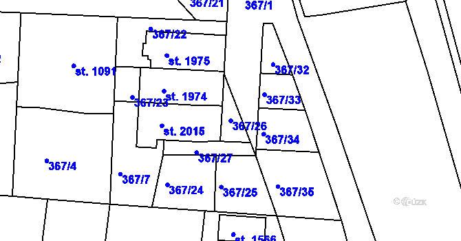 Parcela st. 367/26 v KÚ Chlumec nad Cidlinou, Katastrální mapa