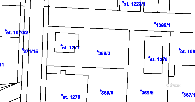 Parcela st. 369/3 v KÚ Chlumec nad Cidlinou, Katastrální mapa