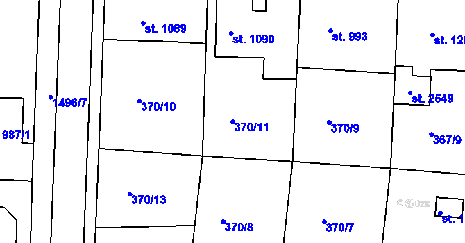 Parcela st. 370/11 v KÚ Chlumec nad Cidlinou, Katastrální mapa