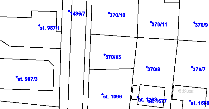 Parcela st. 370/13 v KÚ Chlumec nad Cidlinou, Katastrální mapa