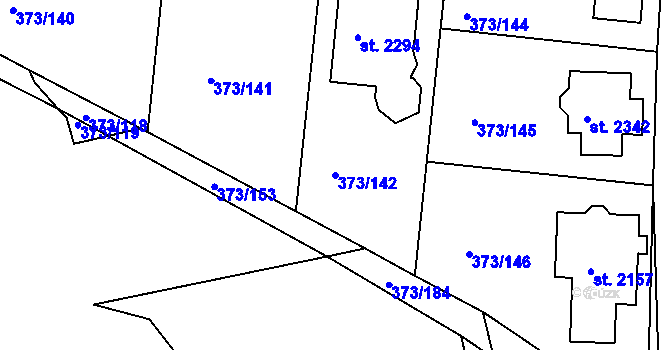 Parcela st. 373/142 v KÚ Chlumec nad Cidlinou, Katastrální mapa