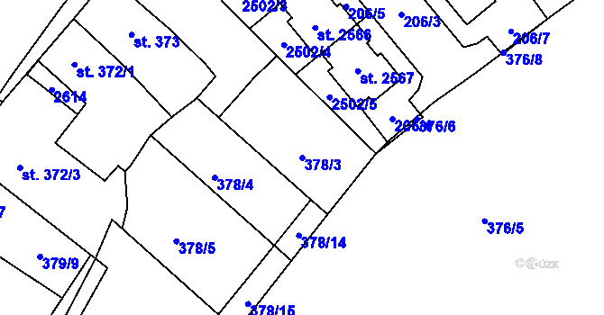 Parcela st. 378/3 v KÚ Chlumec nad Cidlinou, Katastrální mapa