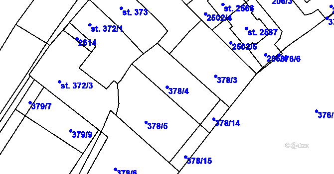 Parcela st. 378/4 v KÚ Chlumec nad Cidlinou, Katastrální mapa