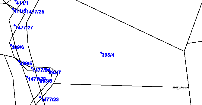 Parcela st. 393/4 v KÚ Chlumec nad Cidlinou, Katastrální mapa