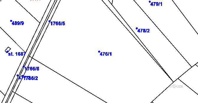 Parcela st. 476/1 v KÚ Chlumec nad Cidlinou, Katastrální mapa
