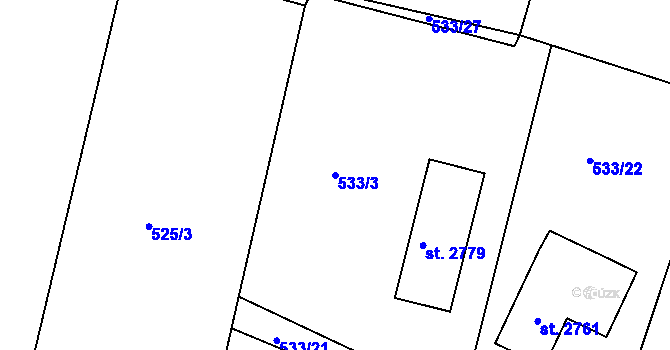 Parcela st. 533/3 v KÚ Chlumec nad Cidlinou, Katastrální mapa