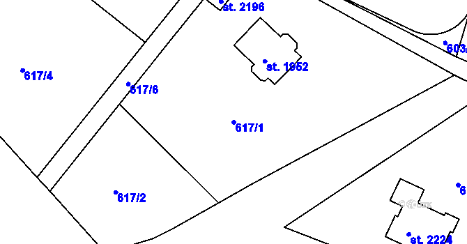 Parcela st. 617/1 v KÚ Chlumec nad Cidlinou, Katastrální mapa