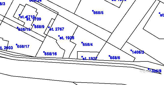 Parcela st. 658/4 v KÚ Chlumec nad Cidlinou, Katastrální mapa