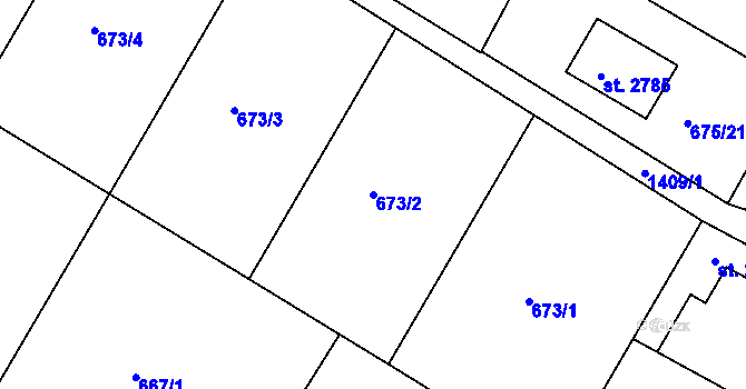Parcela st. 673/2 v KÚ Chlumec nad Cidlinou, Katastrální mapa