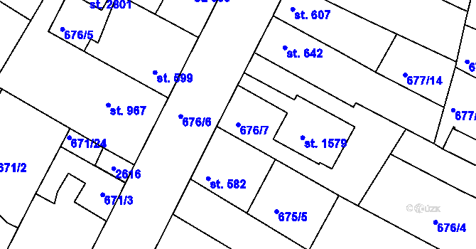 Parcela st. 676/7 v KÚ Chlumec nad Cidlinou, Katastrální mapa