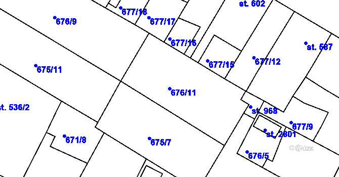 Parcela st. 676/11 v KÚ Chlumec nad Cidlinou, Katastrální mapa