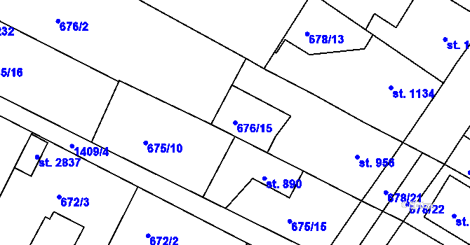 Parcela st. 676/15 v KÚ Chlumec nad Cidlinou, Katastrální mapa