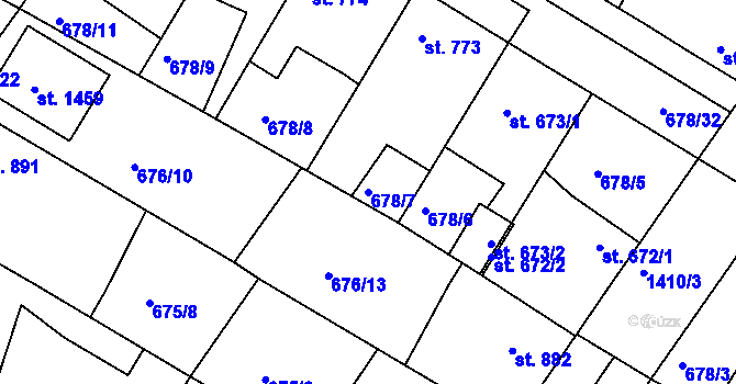 Parcela st. 678/7 v KÚ Chlumec nad Cidlinou, Katastrální mapa