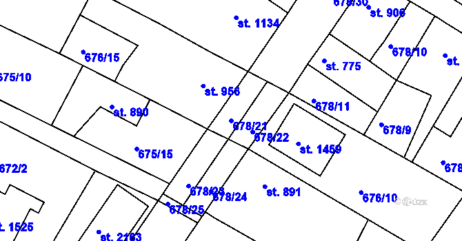 Parcela st. 678/21 v KÚ Chlumec nad Cidlinou, Katastrální mapa