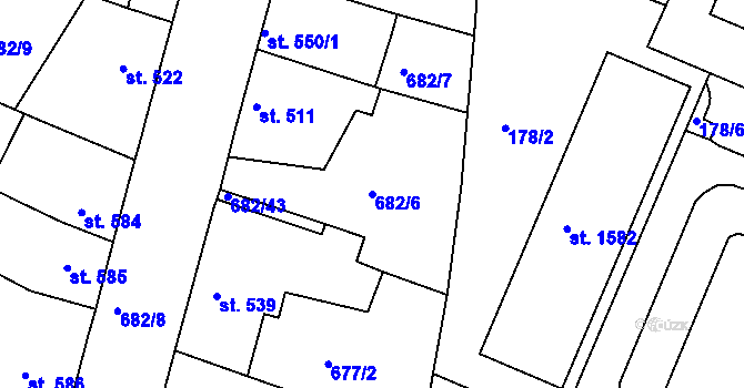 Parcela st. 682/6 v KÚ Chlumec nad Cidlinou, Katastrální mapa