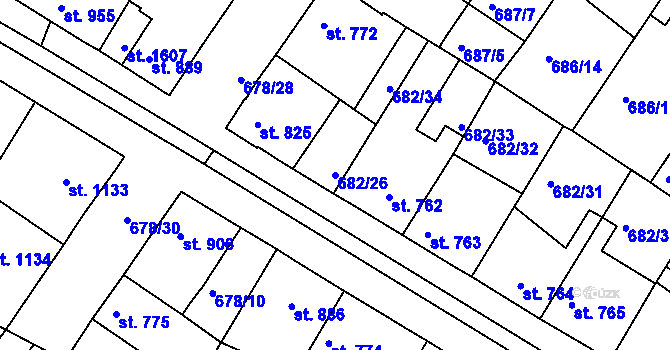 Parcela st. 682/26 v KÚ Chlumec nad Cidlinou, Katastrální mapa
