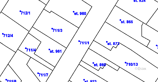 Parcela st. 711/1 v KÚ Chlumec nad Cidlinou, Katastrální mapa